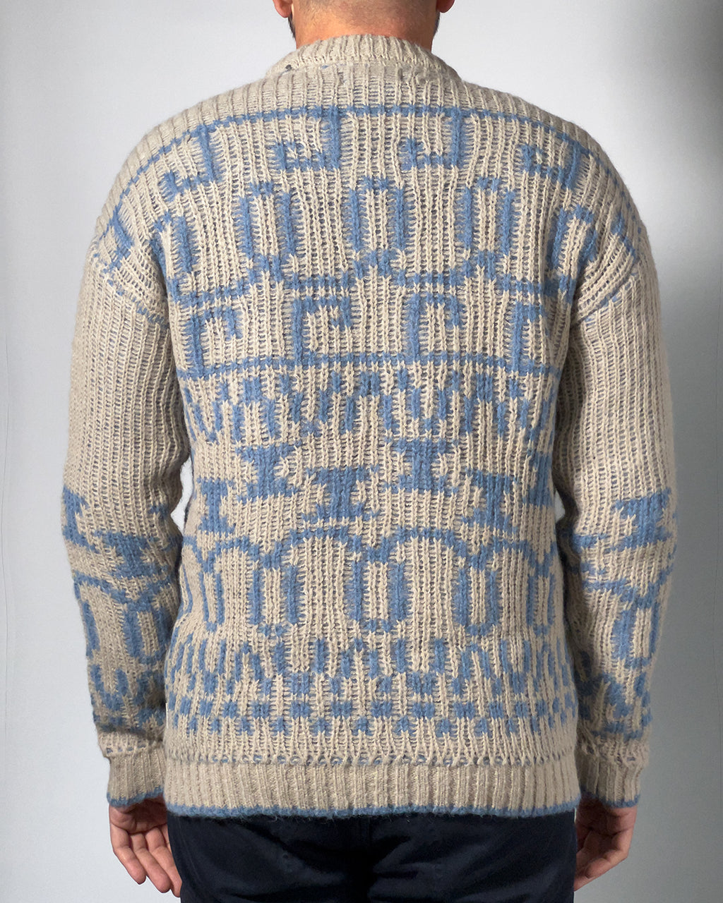 Maglione BLEND Beige e Azzurro con Motivo Jacquard