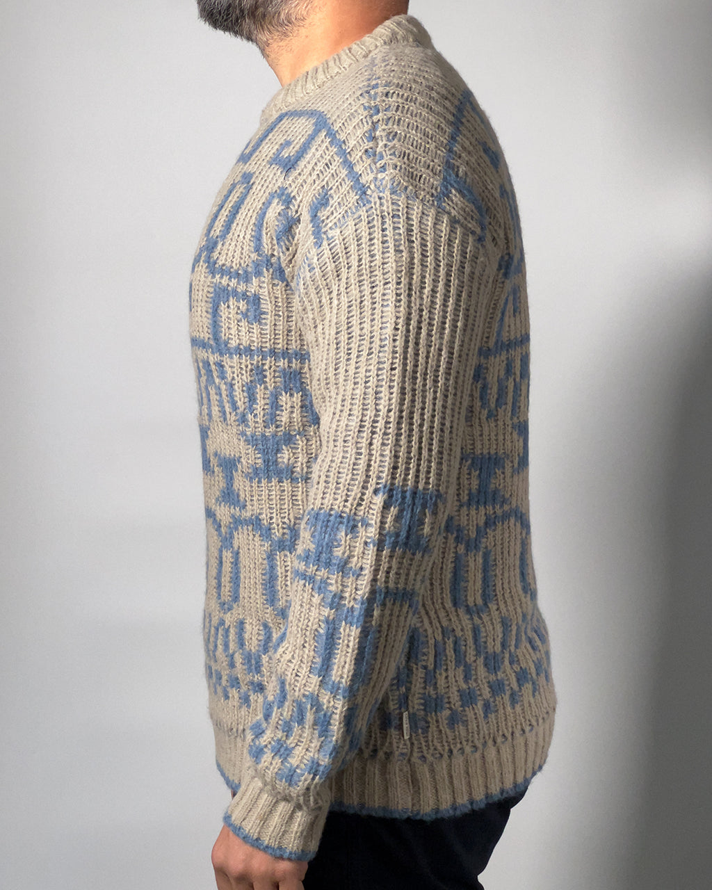 Maglione BLEND Beige e Azzurro con Motivo Jacquard