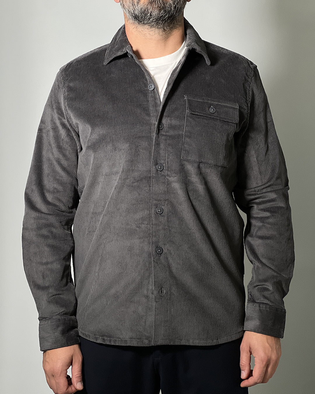 Camicia BLEND in Velluto a Coste Grigio Scuro – Stile Casual Chic