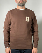 Felpa Uomo Blend Marrone con Logo “B” Ricamato – Stile Casual