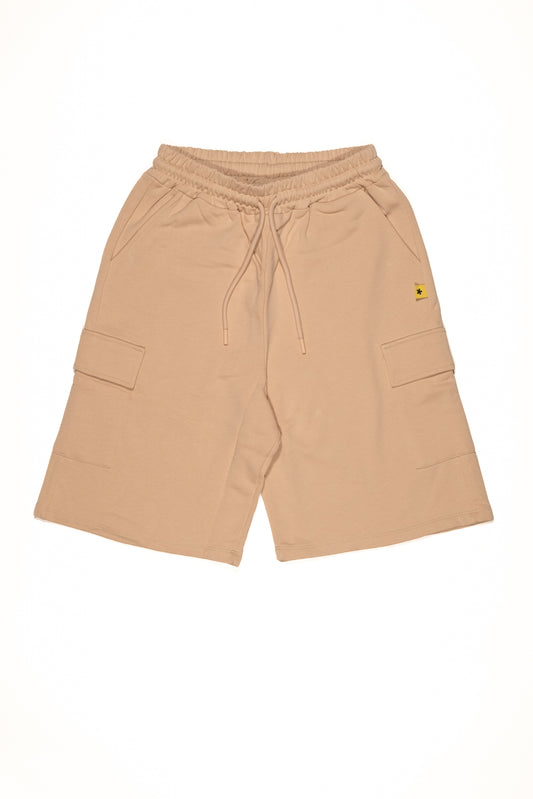 SUPERCULTURE Bermuda Cargo corto in felpa Over Fit Avorio