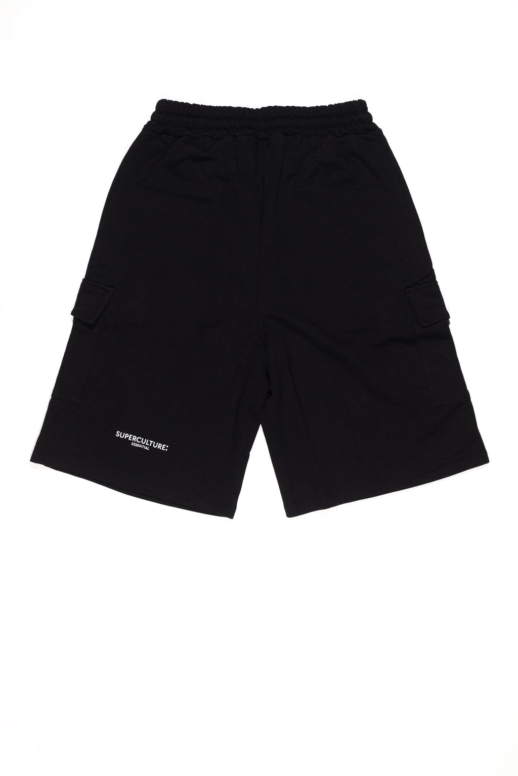 SUPERCULTURE Bermuda Cargo corto in felpa Over Fit Nero