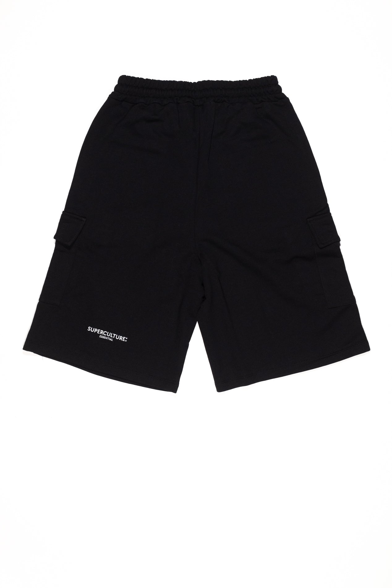 SUPERCULTURE Bermuda Cargo corto in felpa Over Fit Nero