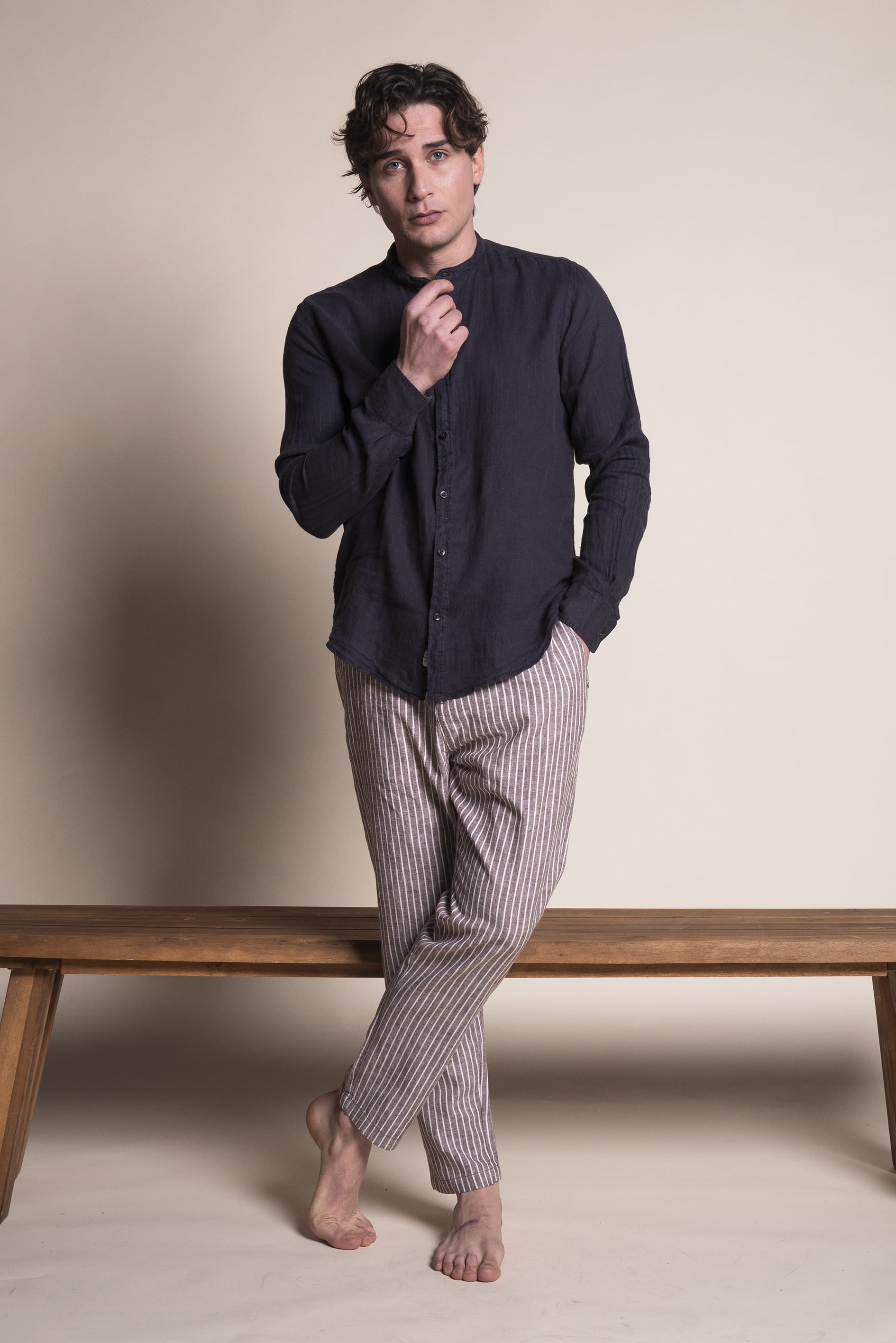 Impure - Pantaloni da uomo marroni a righe