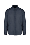 Censured Camicia Uomo Manica Lunga Misto Lino Blu Scuro