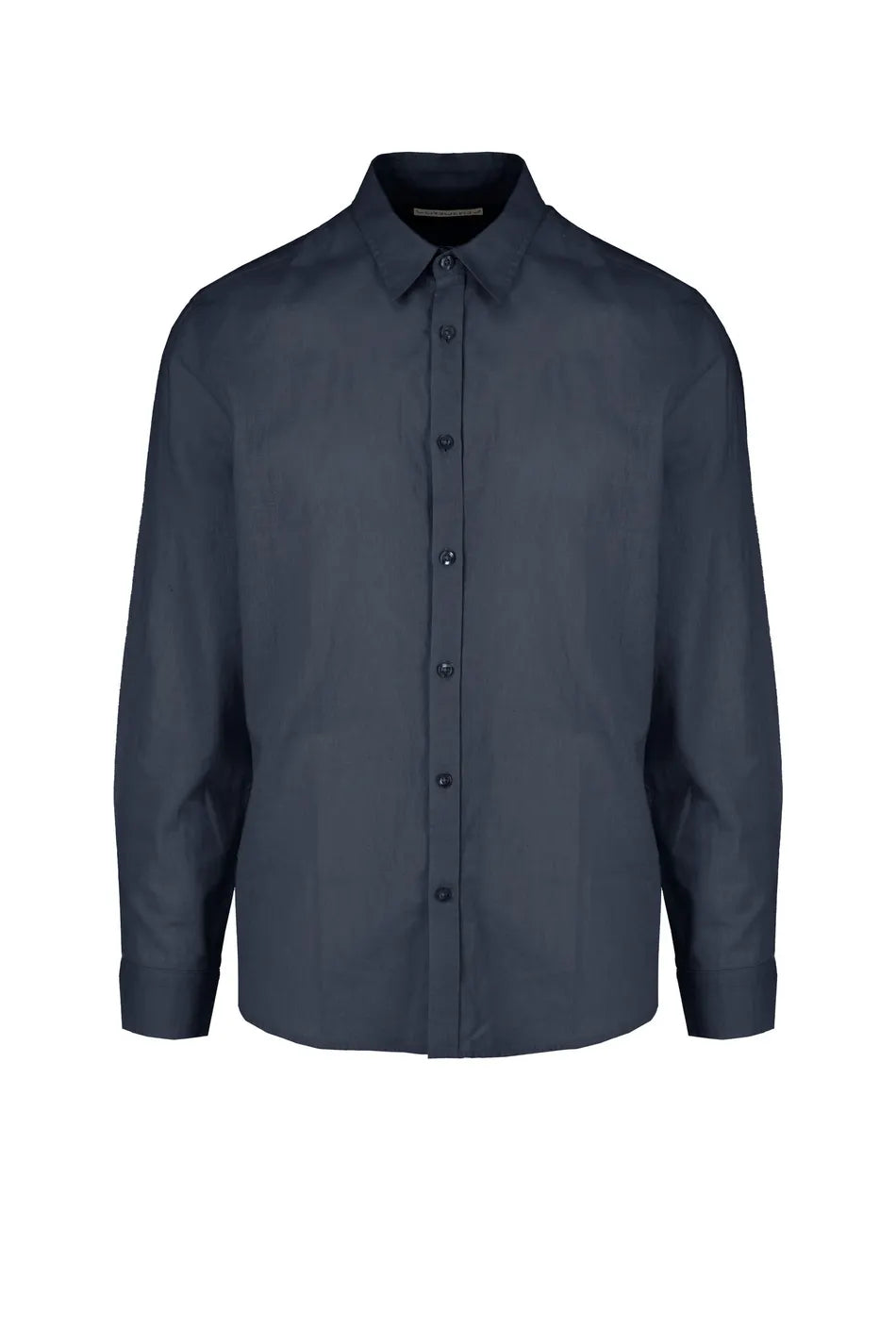 Censured Camicia Uomo Manica Lunga Misto Lino Blu Scuro