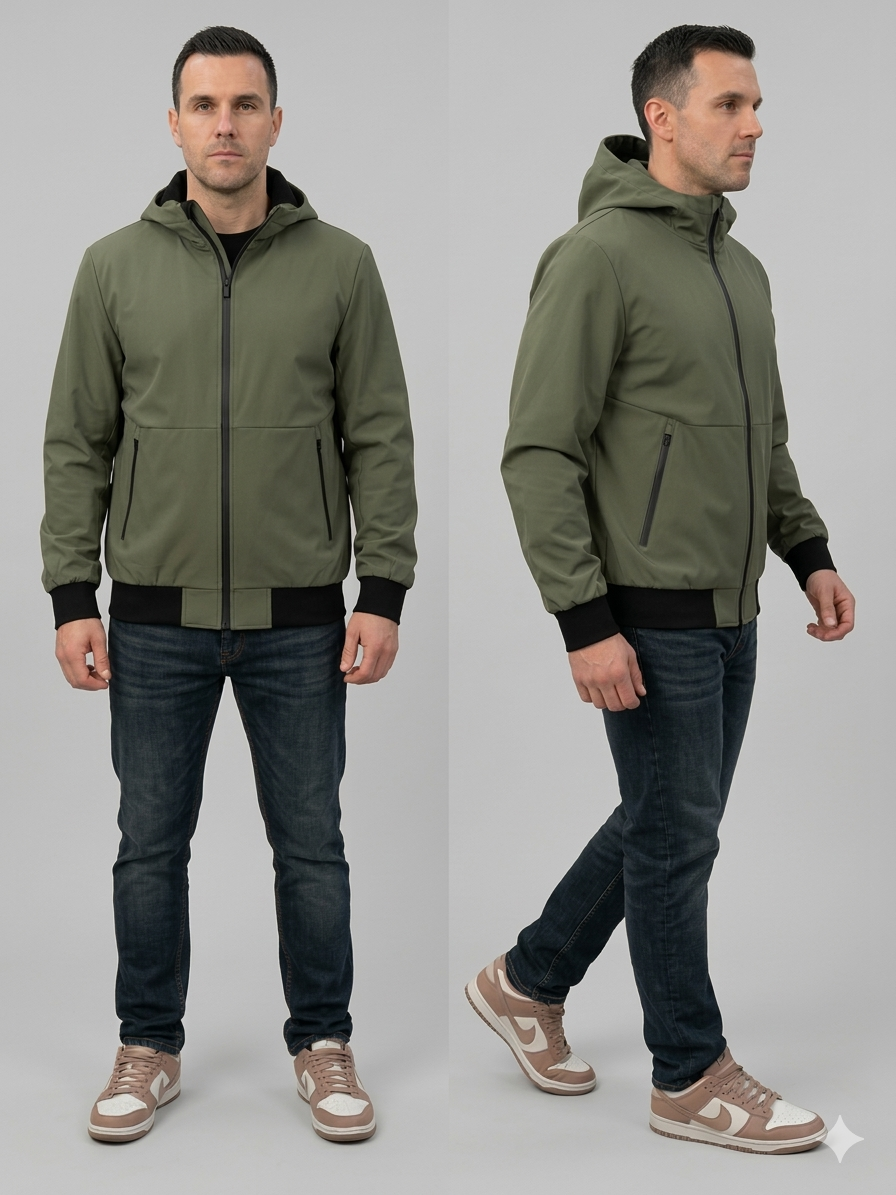 GIACCA CAPPUCCIO CON COSTA LAVORATA SUL FONDO