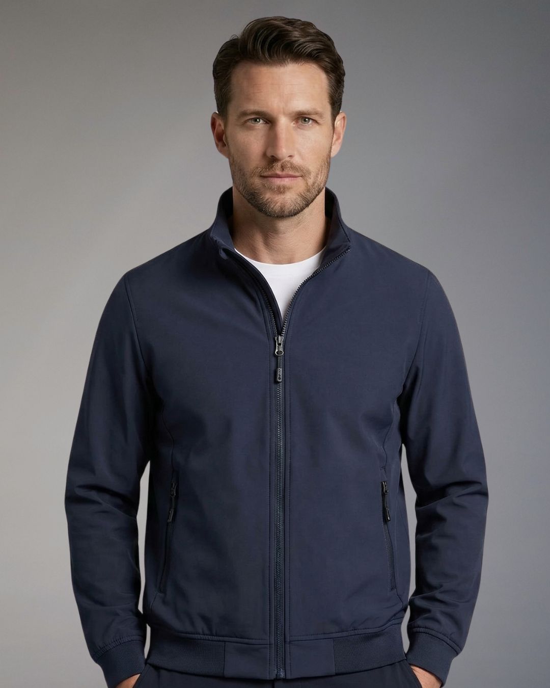 Giubbotto Uomo In My Hood Tecnico Stretch con Zip Blu Navy