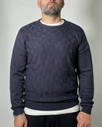 Maglione IN MY HOOD Blu Navy con Trama Geometrica