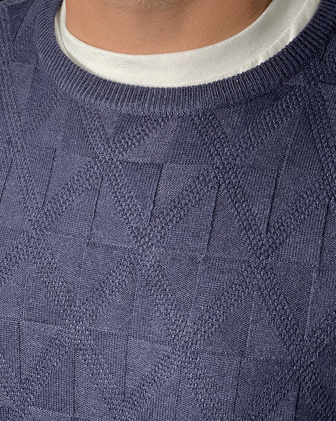 Maglione IN MY HOOD Blu Navy con Trama Geometrica