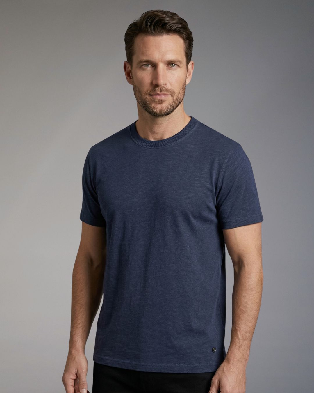 T-Shirt Uomo Impure Navy Joshua in Misto Lino e Cotone