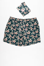 IMPURE Pantaloncino Mare Verde Floreale con Pochette Integrata