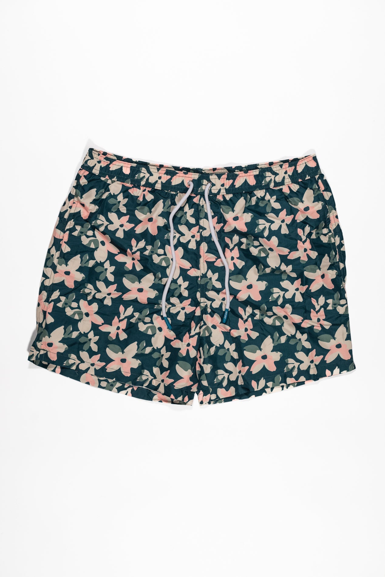 IMPURE Pantaloncino Mare Verde Floreale con Pochette Integrata