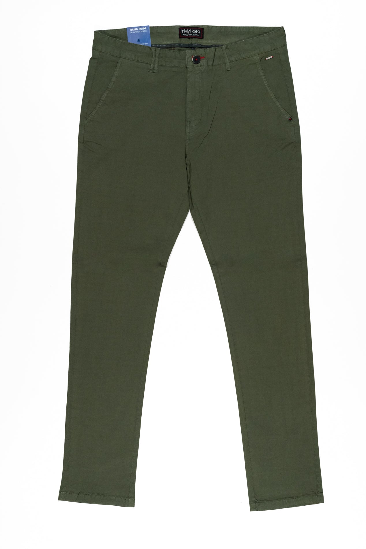 IN MY HOOD Pantalone Chino da Uomo Verde Militare