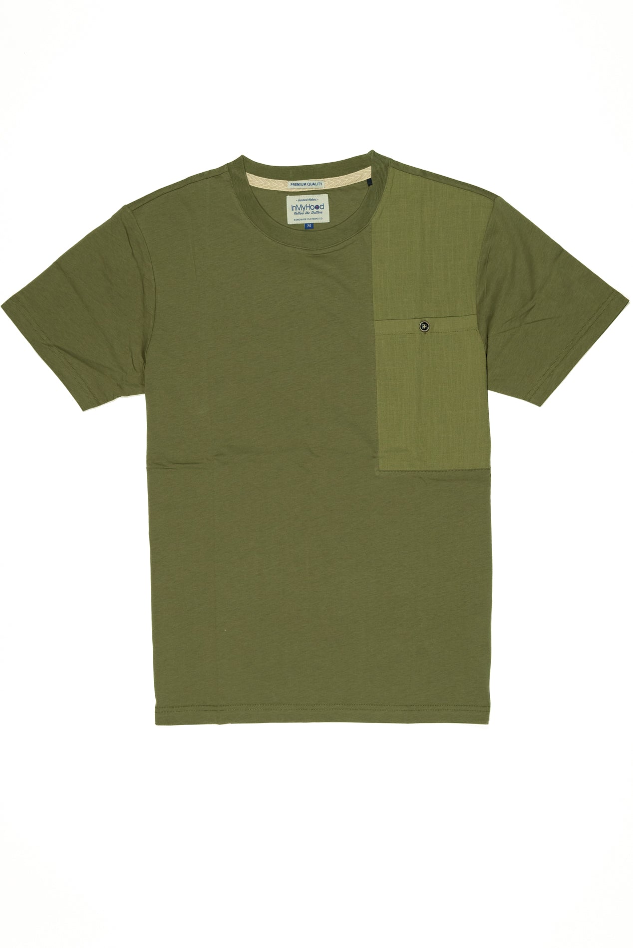 IN MY HOOD T-Shirt Uomo Verde Militare con Taschino