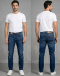 Jeans Uomo Pont Jasper Tapered Fit in Denim Scuro Sporcato Leggero