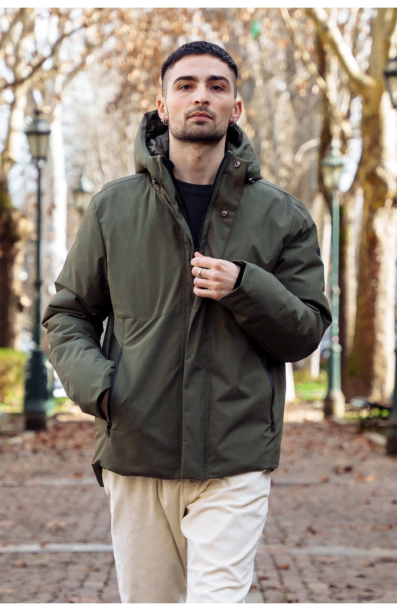 Censured Giubbotto uomo con cappuccio Verde Militare