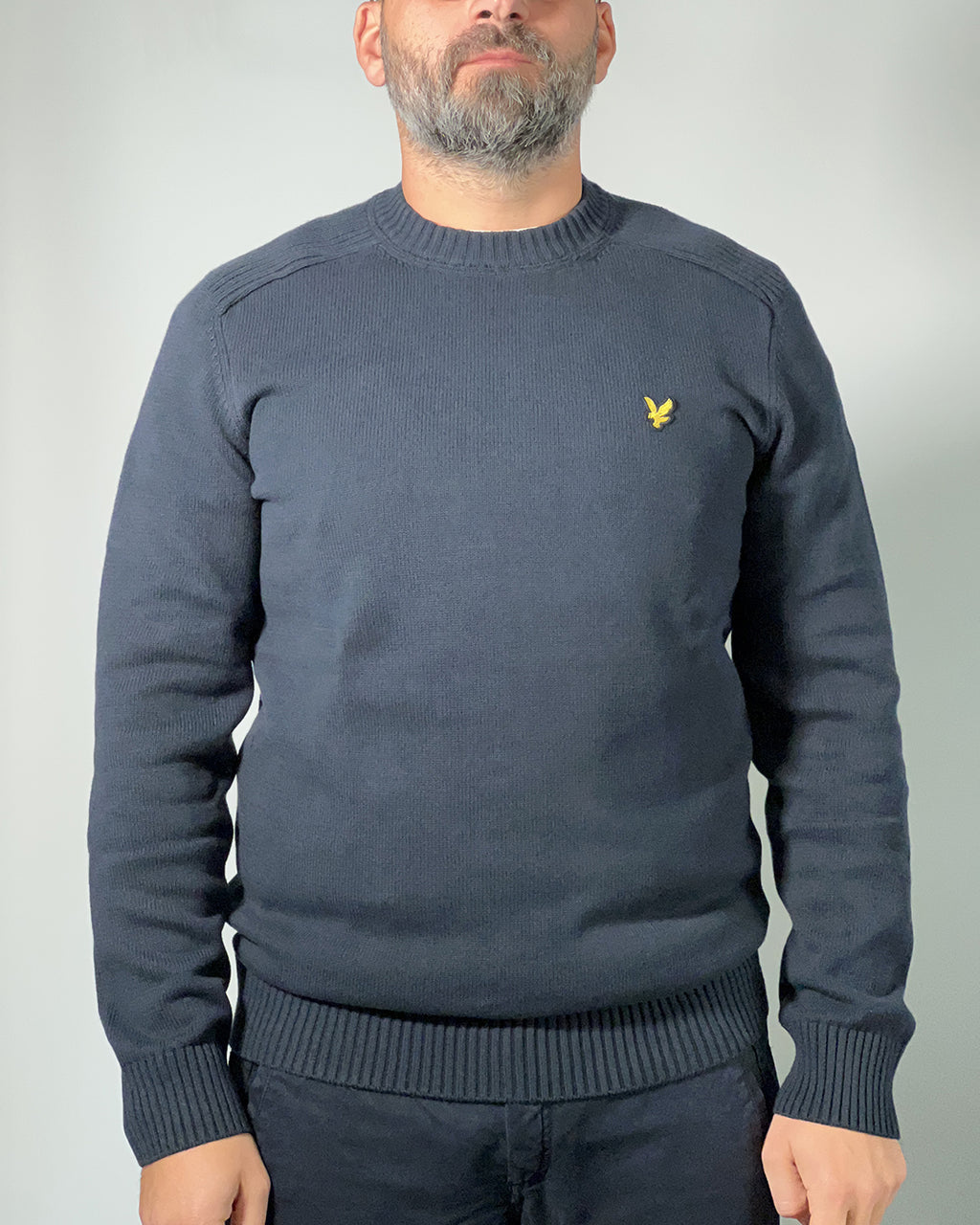 LYLE & SCOTT Maglione girocollo Blu Scuro con dettagli sulle spalle