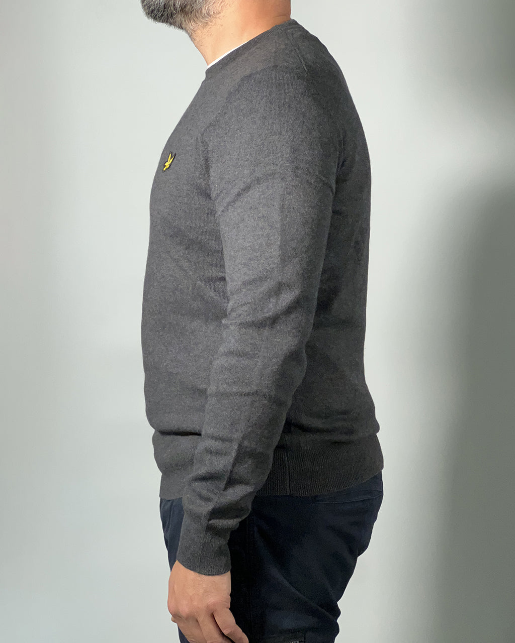 LYLE & SCOTT Maglione uomo girocollo in cotone merino Grigio Scuro
