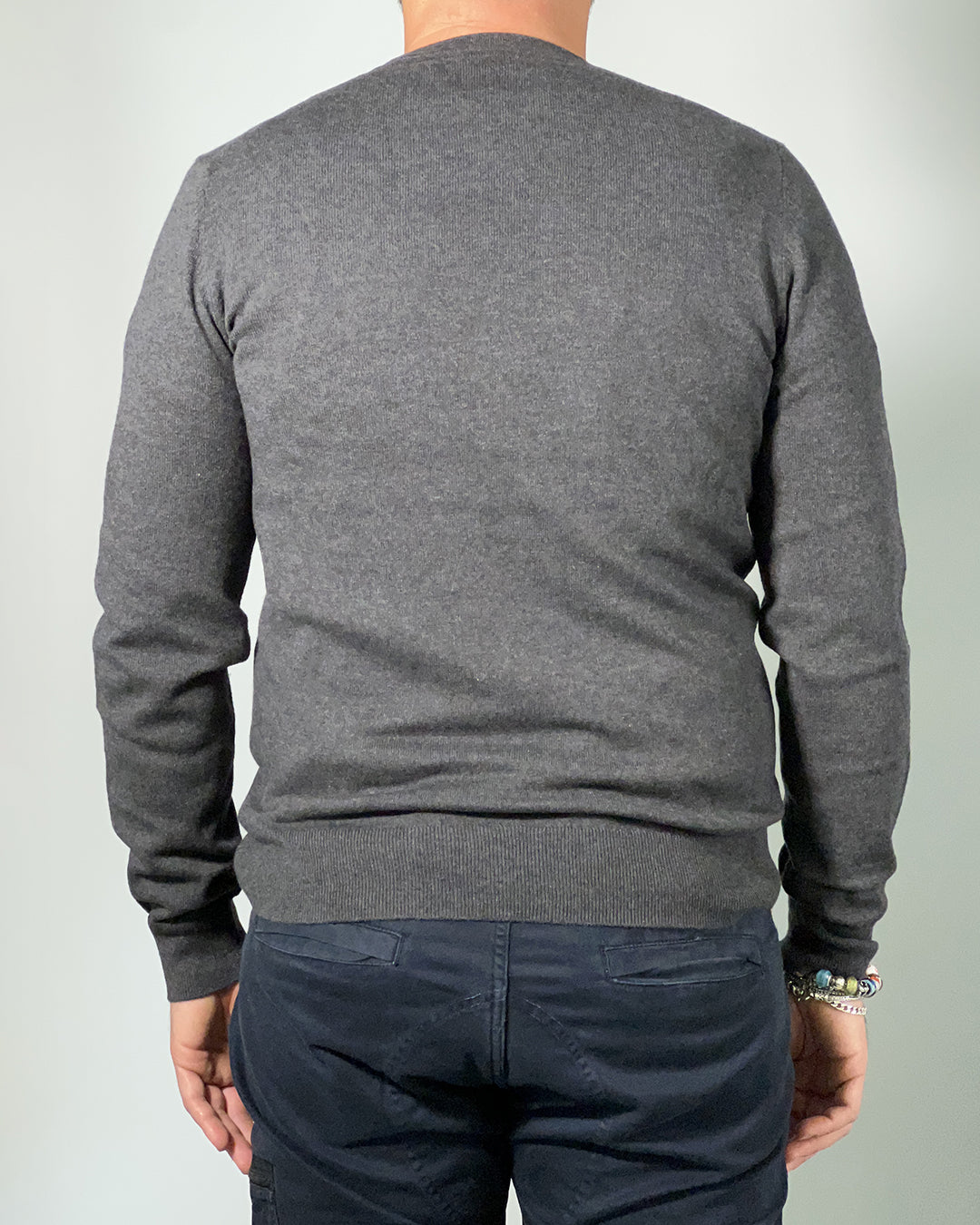 LYLE & SCOTT Maglione uomo girocollo in cotone merino Grigio Scuro