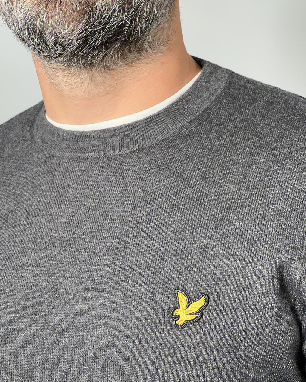 LYLE & SCOTT Maglione uomo girocollo in cotone merino Grigio Scuro