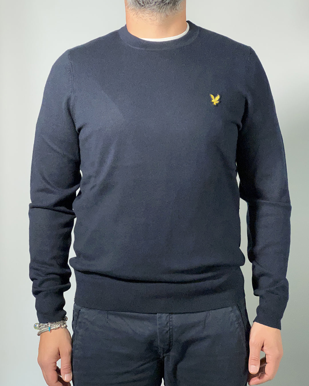 LYLE & SCOTT Maglione uomo girocollo in cotone merino Blu Scuro