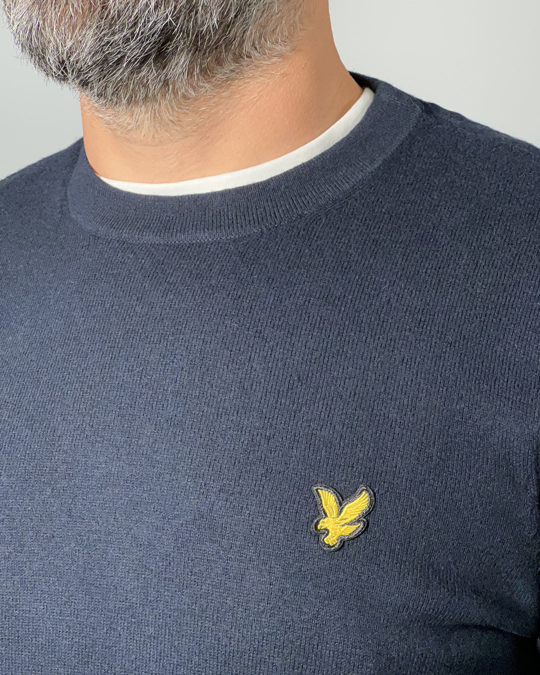 LYLE & SCOTT Maglione uomo girocollo in cotone merino Blu Scuro