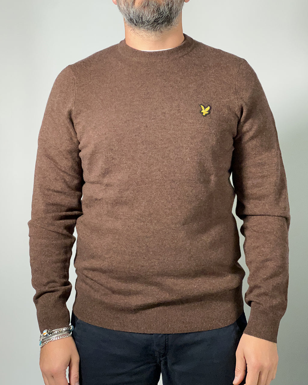 LYLE & SCOTT Maglione uomo girocollo misto lana Marrone