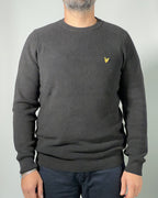 LYLE & SCOTT Maglione girocollo da uomo a costine Black Ice