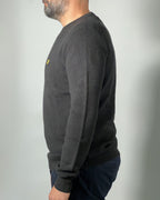 LYLE & SCOTT Maglione girocollo da uomo a costine Black Ice