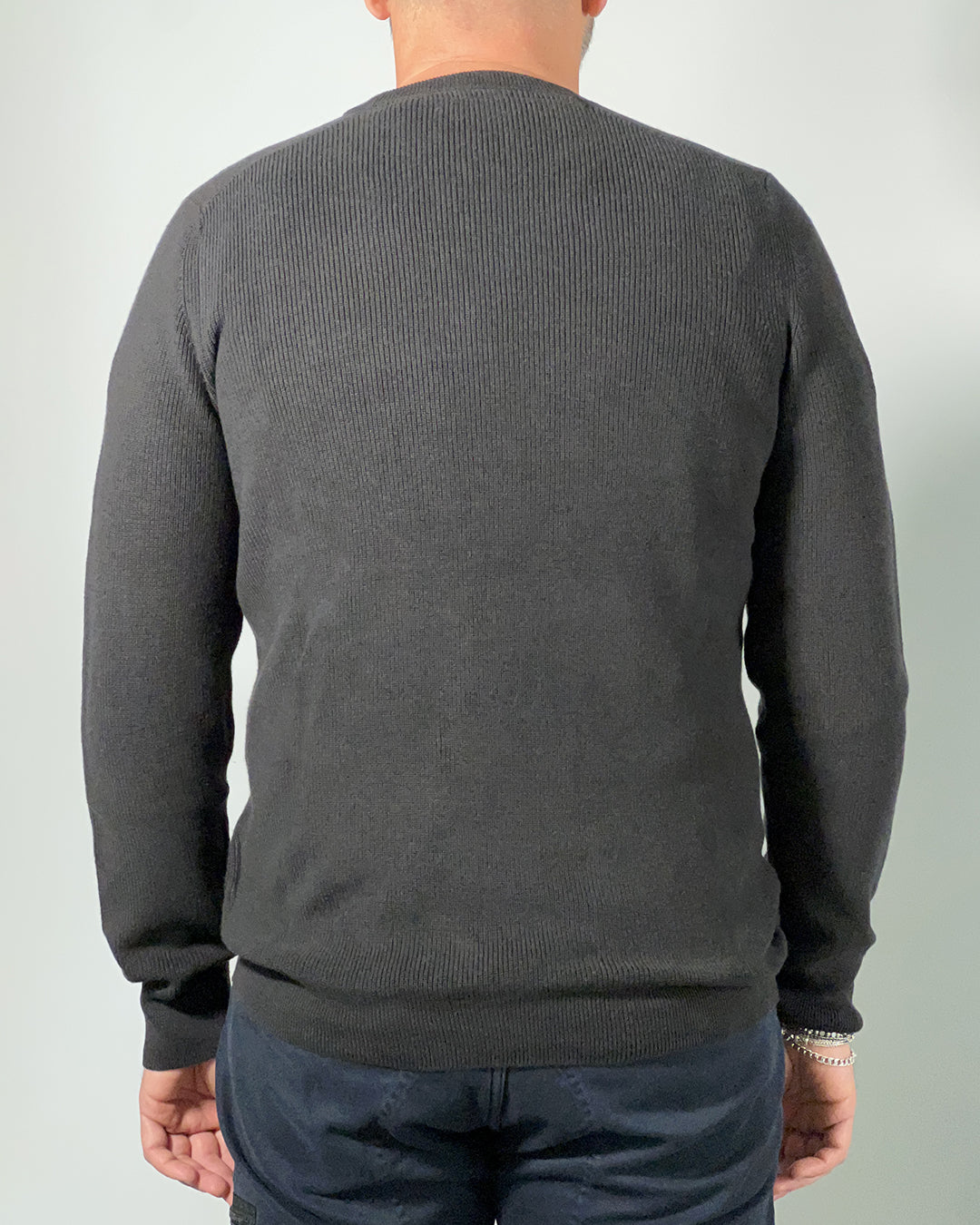 LYLE & SCOTT Maglione girocollo da uomo a costine Black Ice