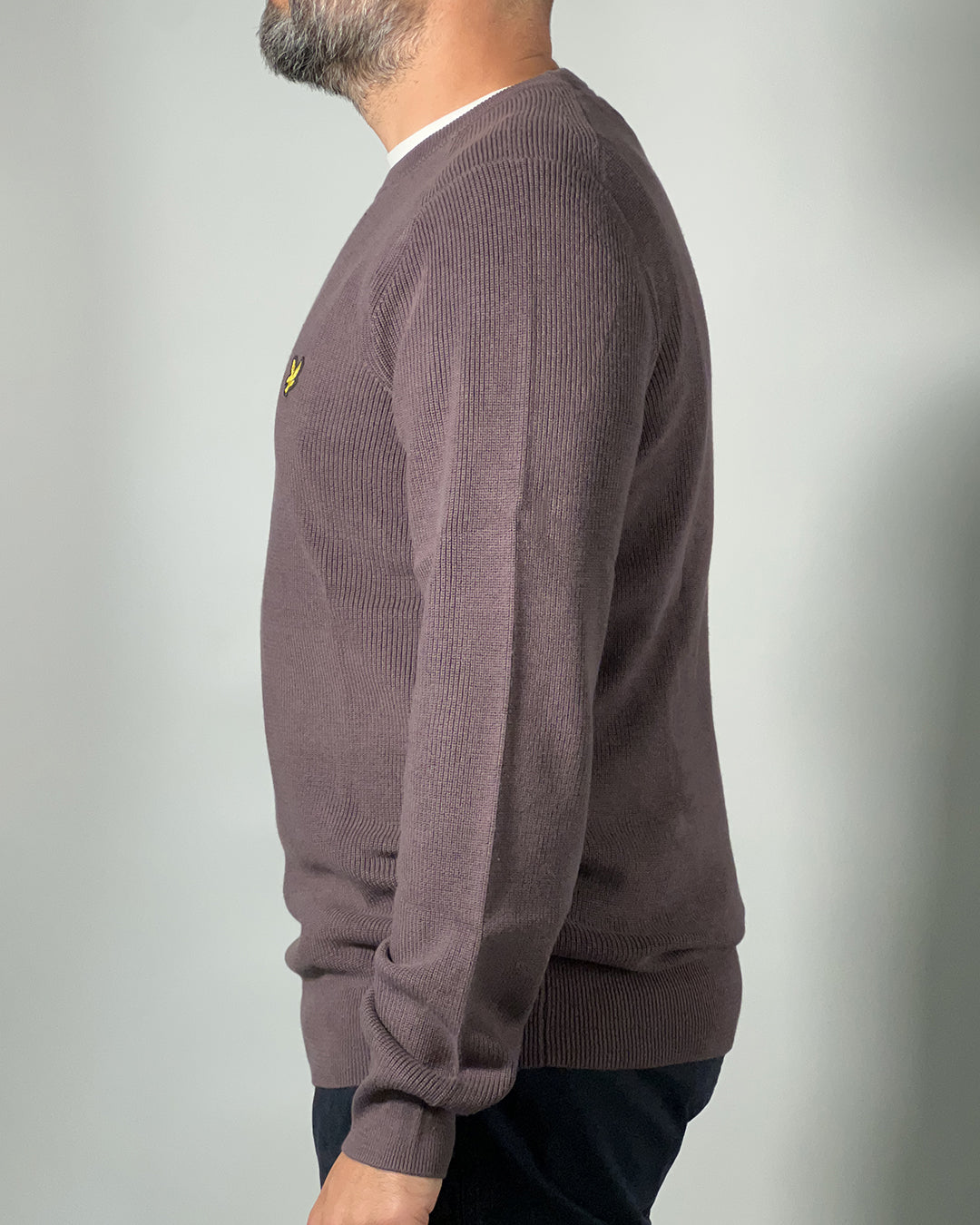 LYLE & SCOTT Maglione girocollo da uomo a costine Marrone