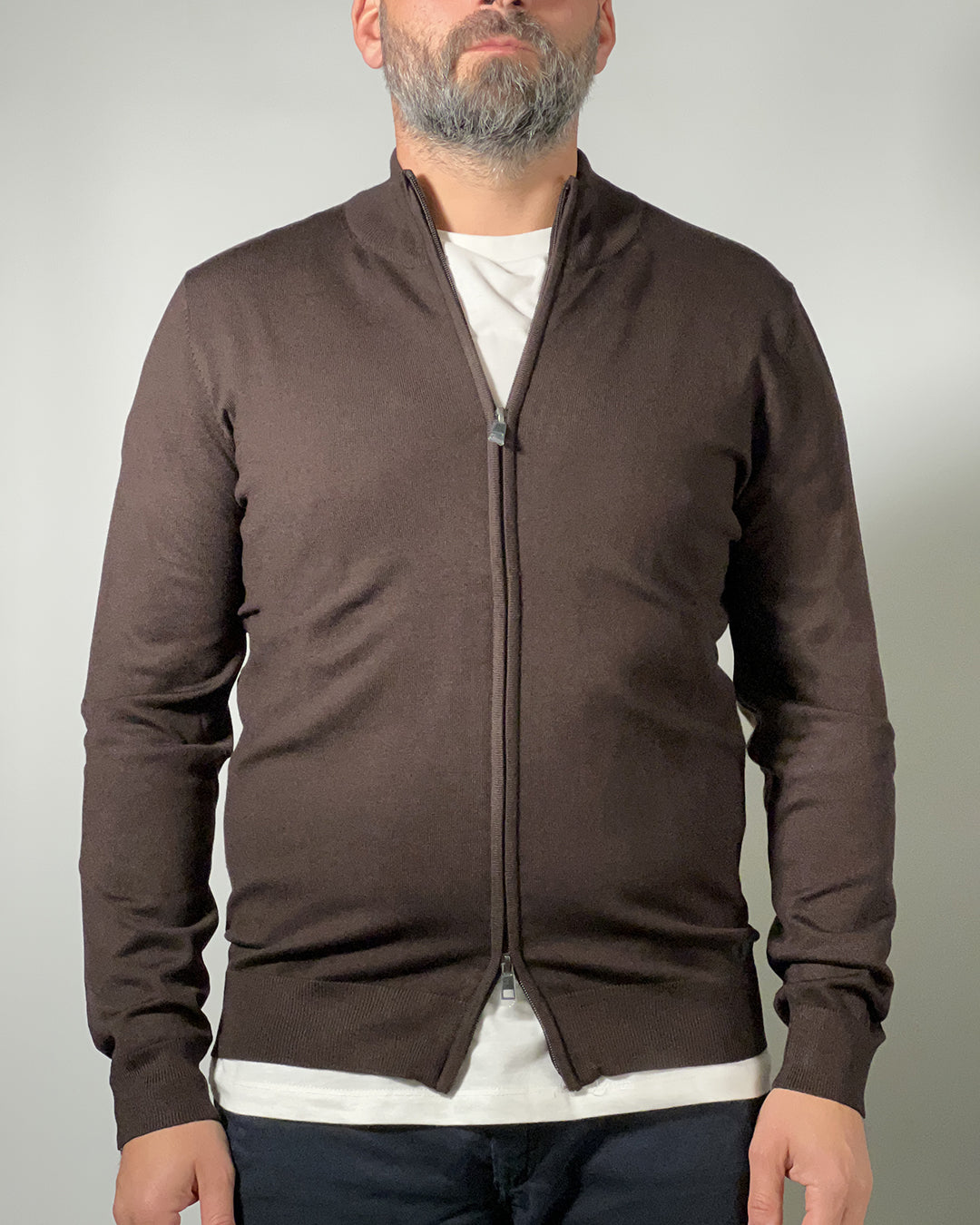 Cardigan Uomo MORO – Maglia con Zip e Collo Coreano