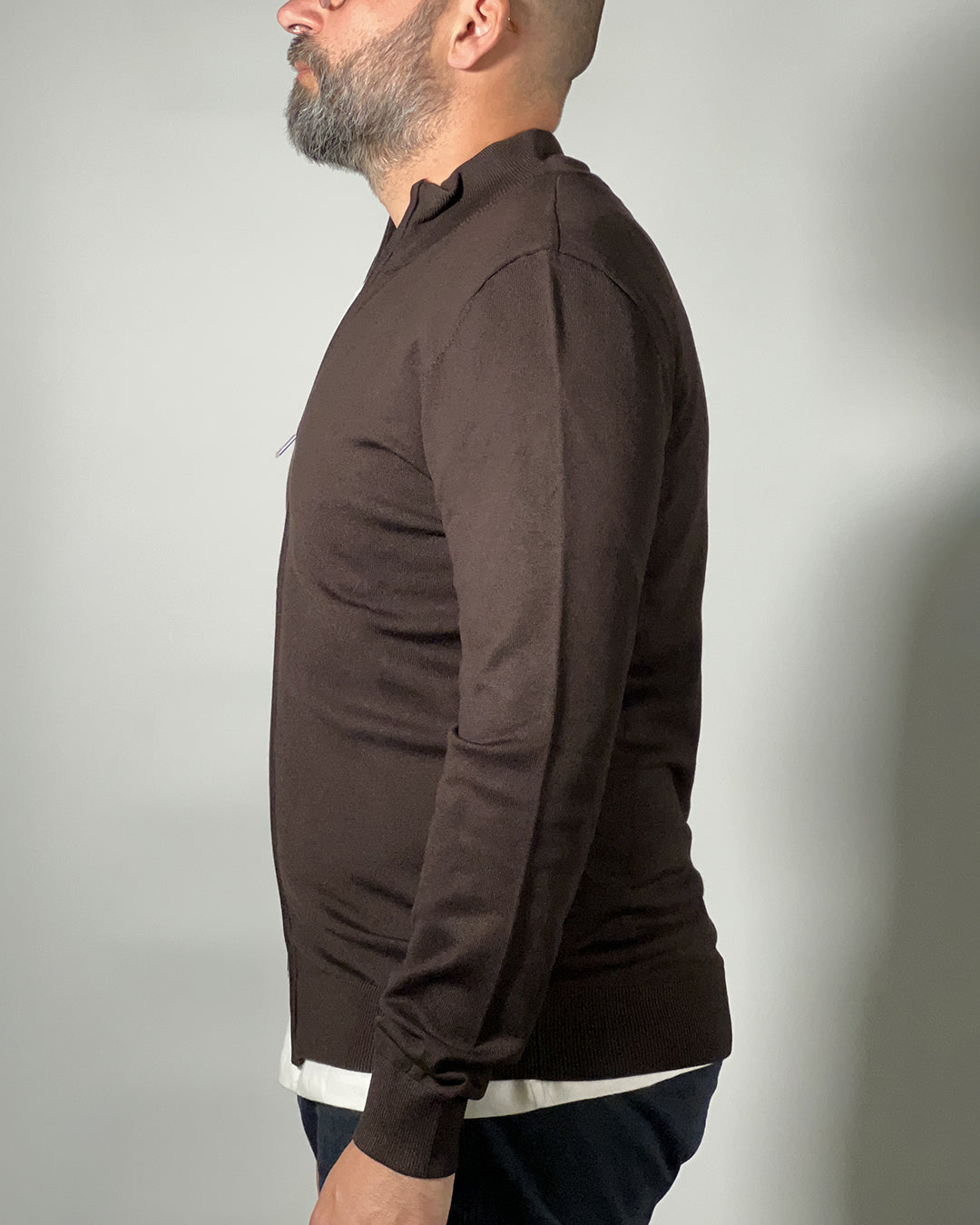 Cardigan Uomo MORO – Maglia con Zip e Collo Coreano