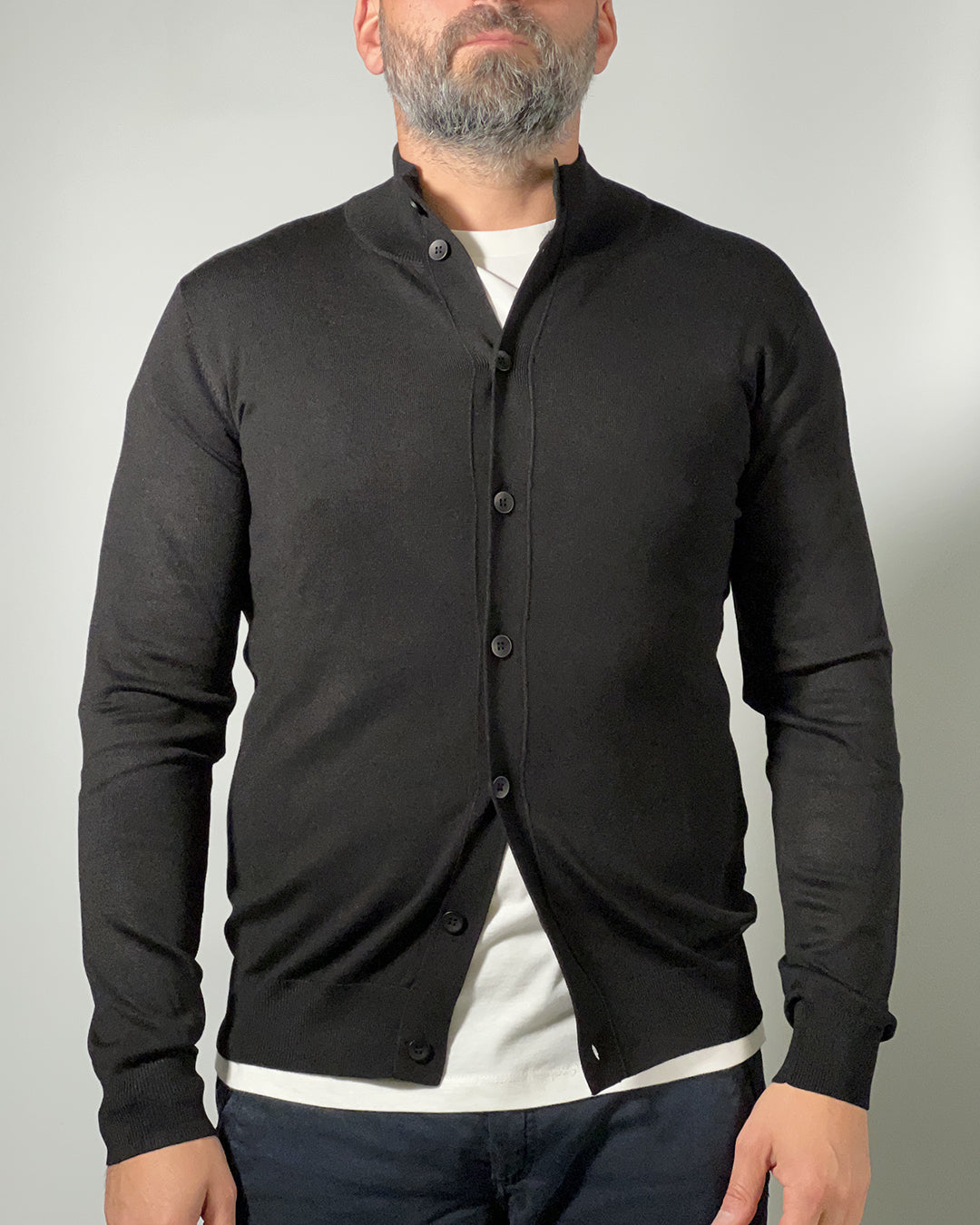 Cardigan Uomo MORO – Maglia con Bottoni e Collo Coreano