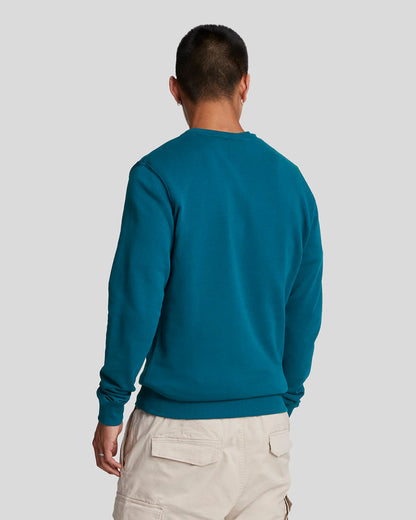 LYLE & SCOTT Felpa girocollo Verde Petrolio garzata da uomo con logo