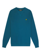 LYLE & SCOTT Felpa girocollo Verde Petrolio garzata da uomo con logo
