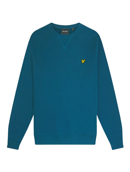 LYLE & SCOTT Felpa girocollo Verde Petrolio garzata da uomo con logo