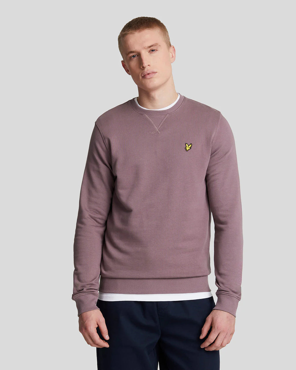 LYLE & SCOTT Felpa girocollo Malva garzata da uomo con logo