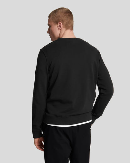 LYLE & SCOTT Felpa girocollo Nera garzata da uomo con logo