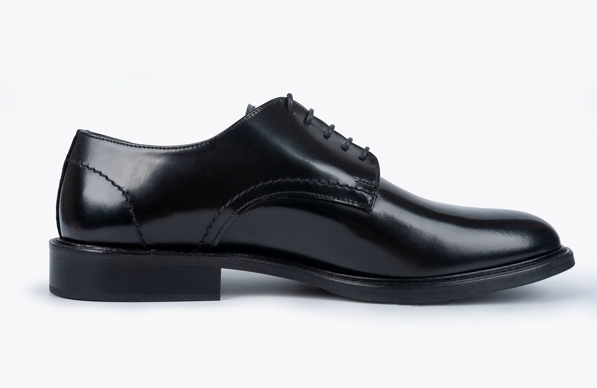 MUSTO ARTIGIANI Scarpa Stringata da Uomo Nera Lucida Abrasivata