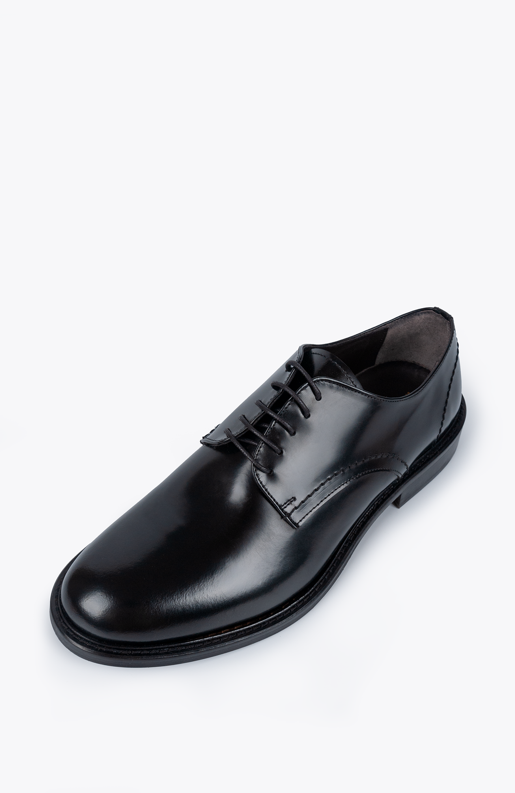 MUSTO ARTIGIANI Scarpa Stringata da Uomo Nera Lucida Abrasivata