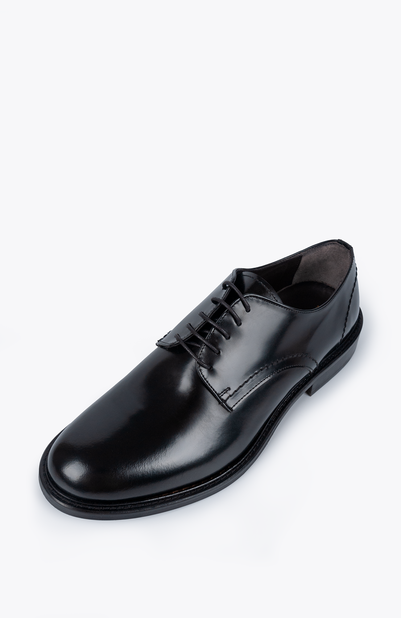 MUSTO ARTIGIANI Scarpa Stringata da Uomo Nera Lucida Abrasivata