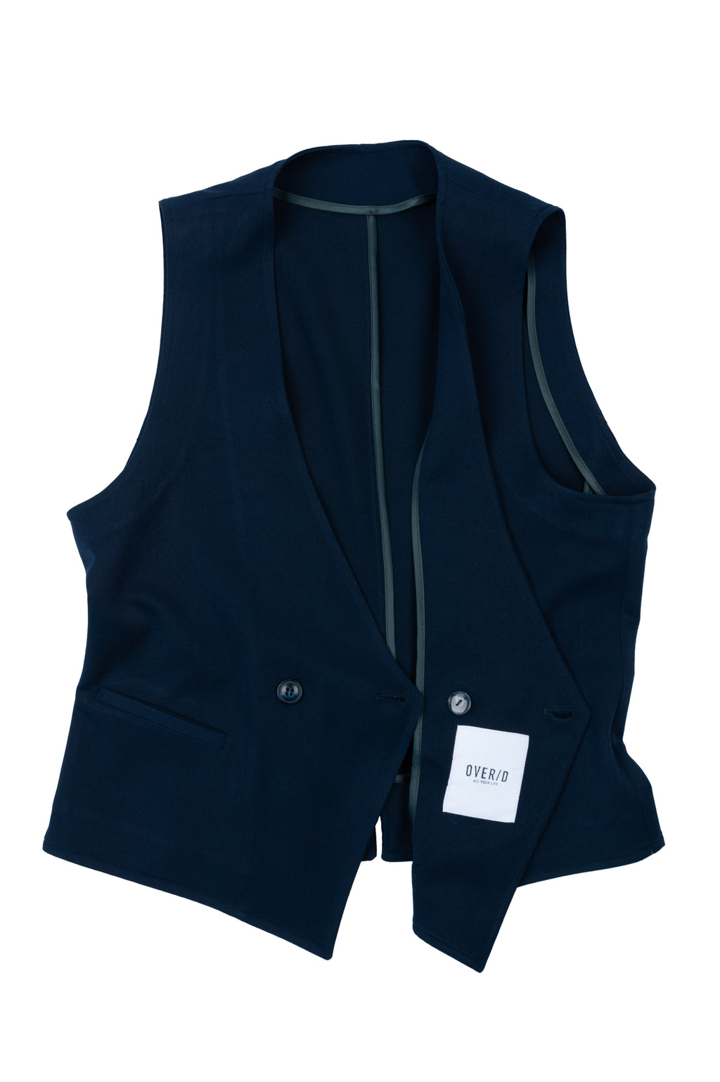 Over/D - Gilet doppiopetto blu da uomo con fibbia posteriore