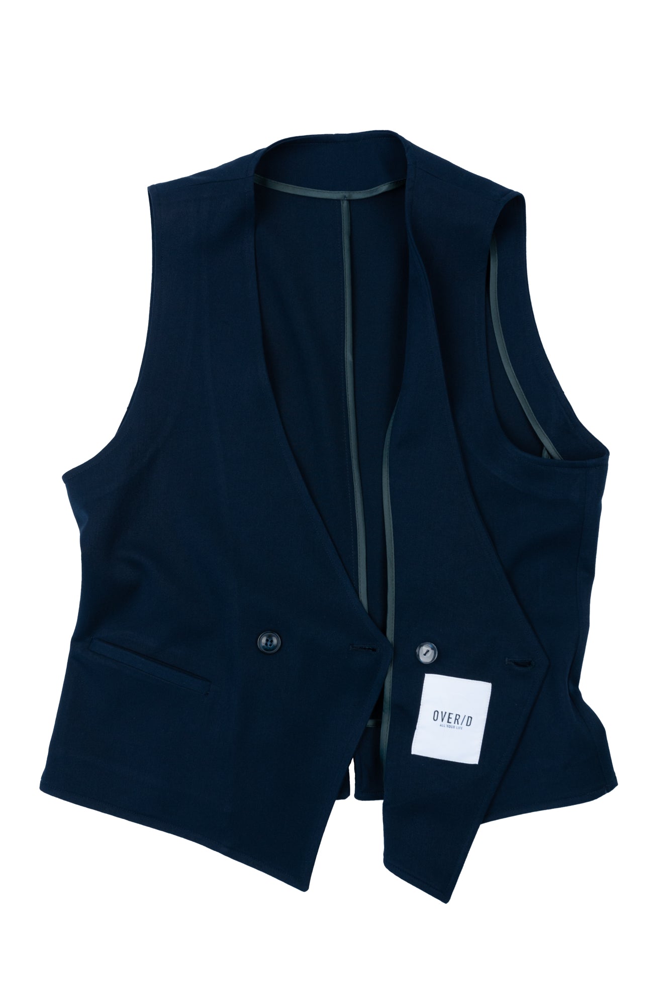 Over/D - Gilet doppiopetto blu da uomo con fibbia posteriore