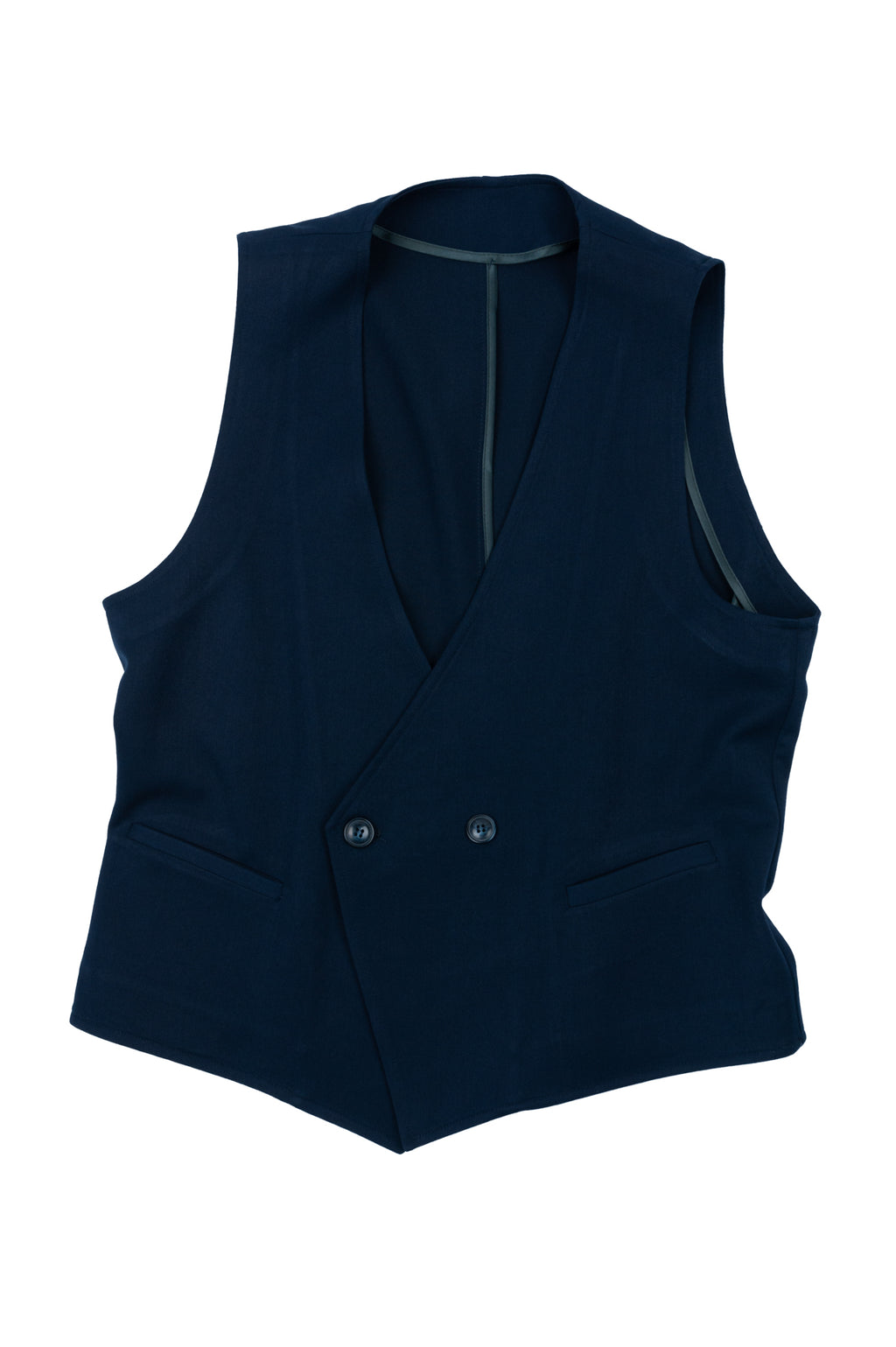 Over/D - Gilet doppiopetto blu da uomo con fibbia posteriore