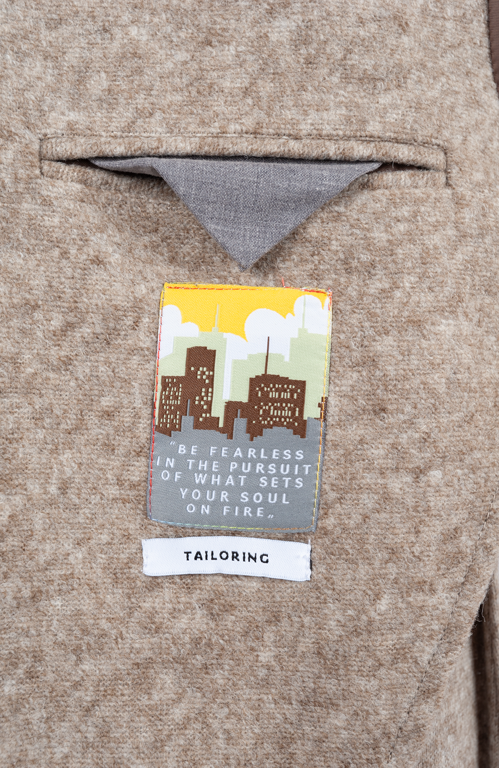 Giacca lana cotta 2 bottoni Slim Fit Taglio Vivo Fancy con tasche Beige