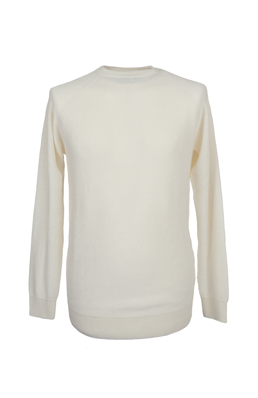 Over/D Maglione paricollo a coste con manica raglan colore Panna