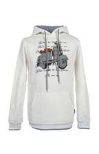 Over/D Felpa con cappuccio e stampa grafica Panna e Grigio