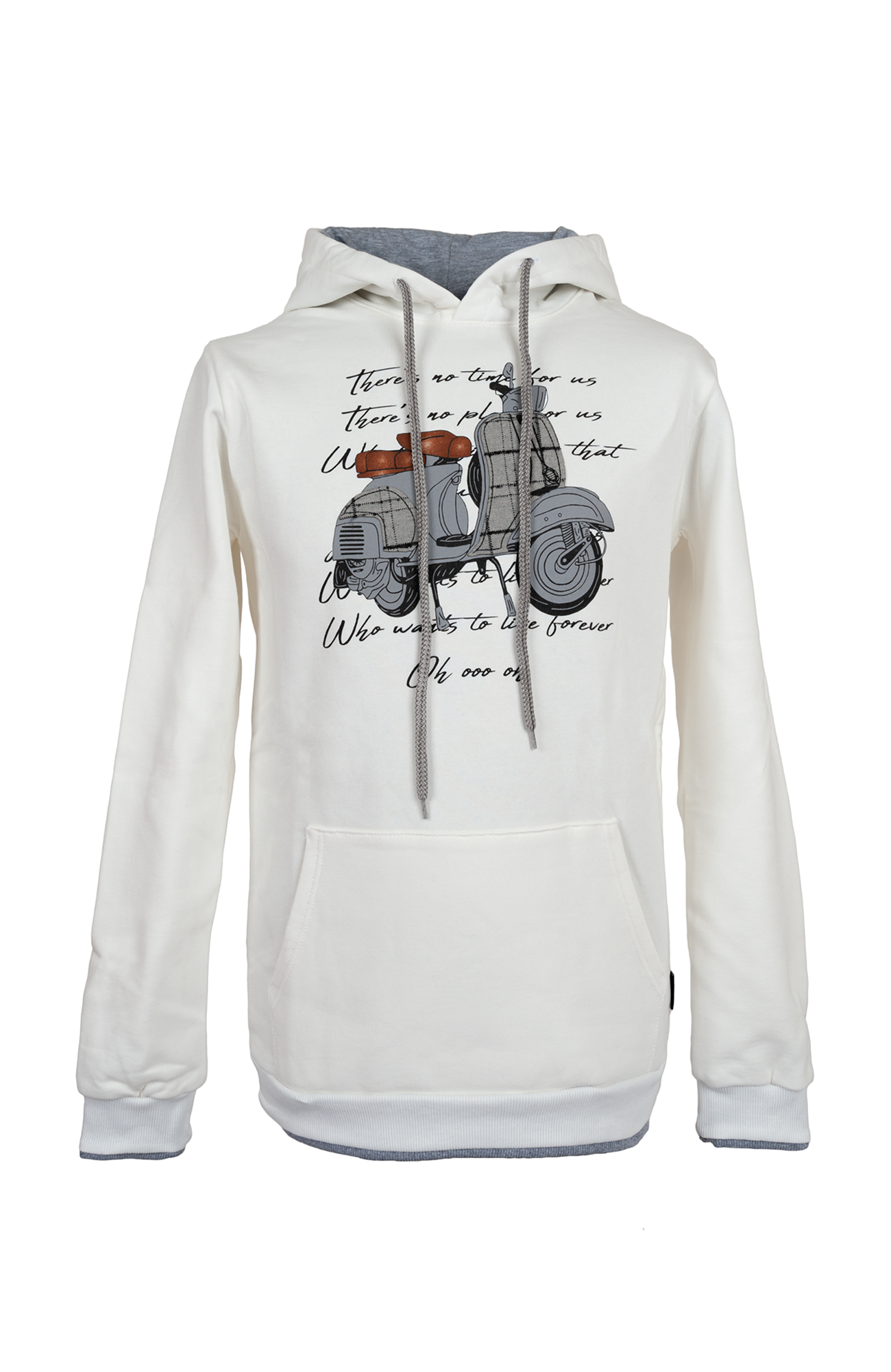 Over/D Felpa con cappuccio e stampa grafica Panna e Grigio